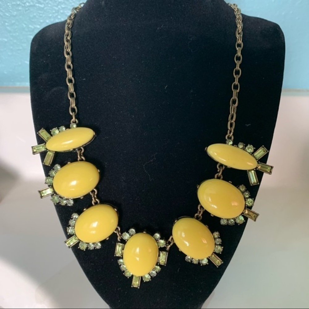 J. Crew Yellow Stone Green Crystal Statement Neck